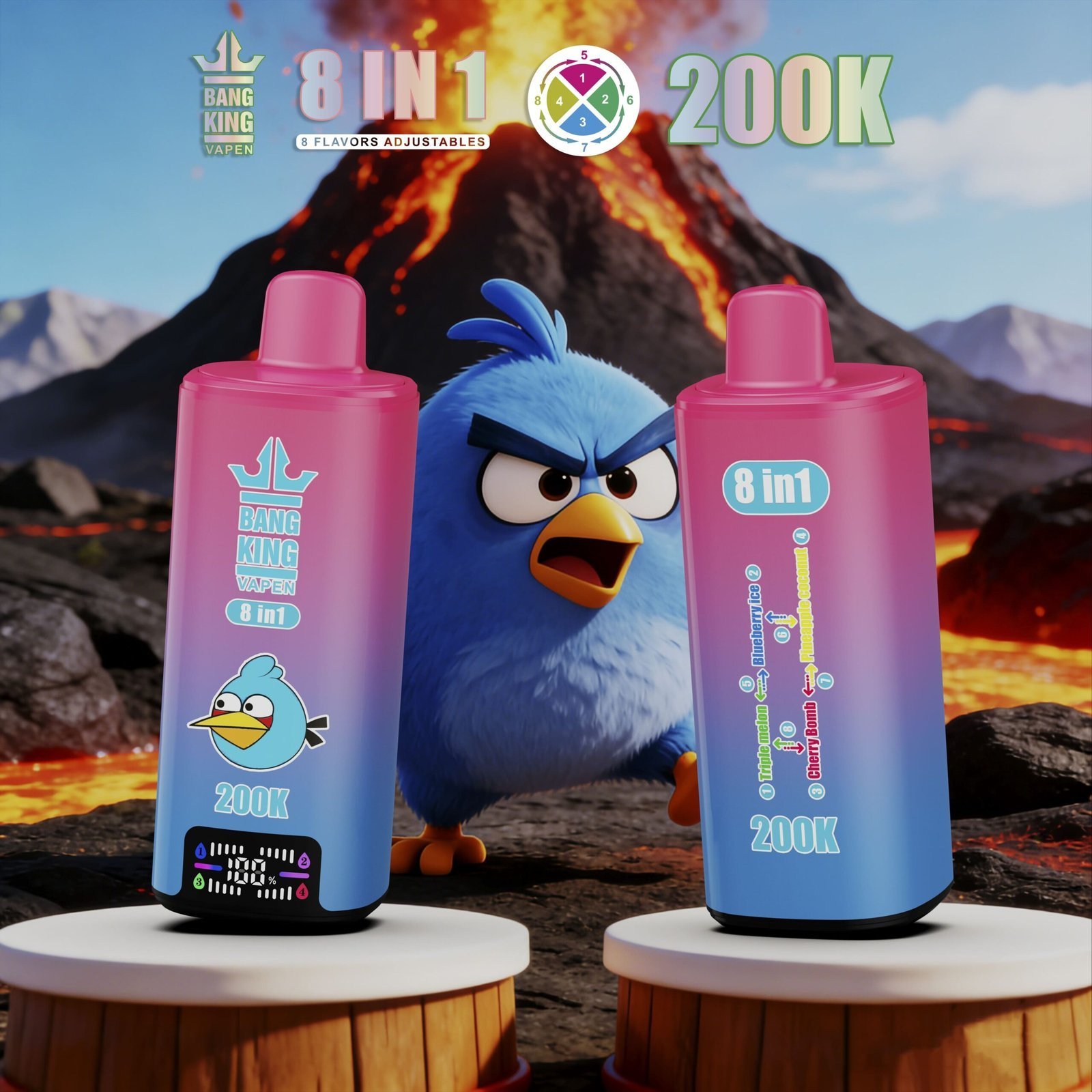 Bang King 200K Puffs Disposable Vape – 200000 slukk, 8 az 1-ben ízek, nagy kapacitású vape - BilligVape