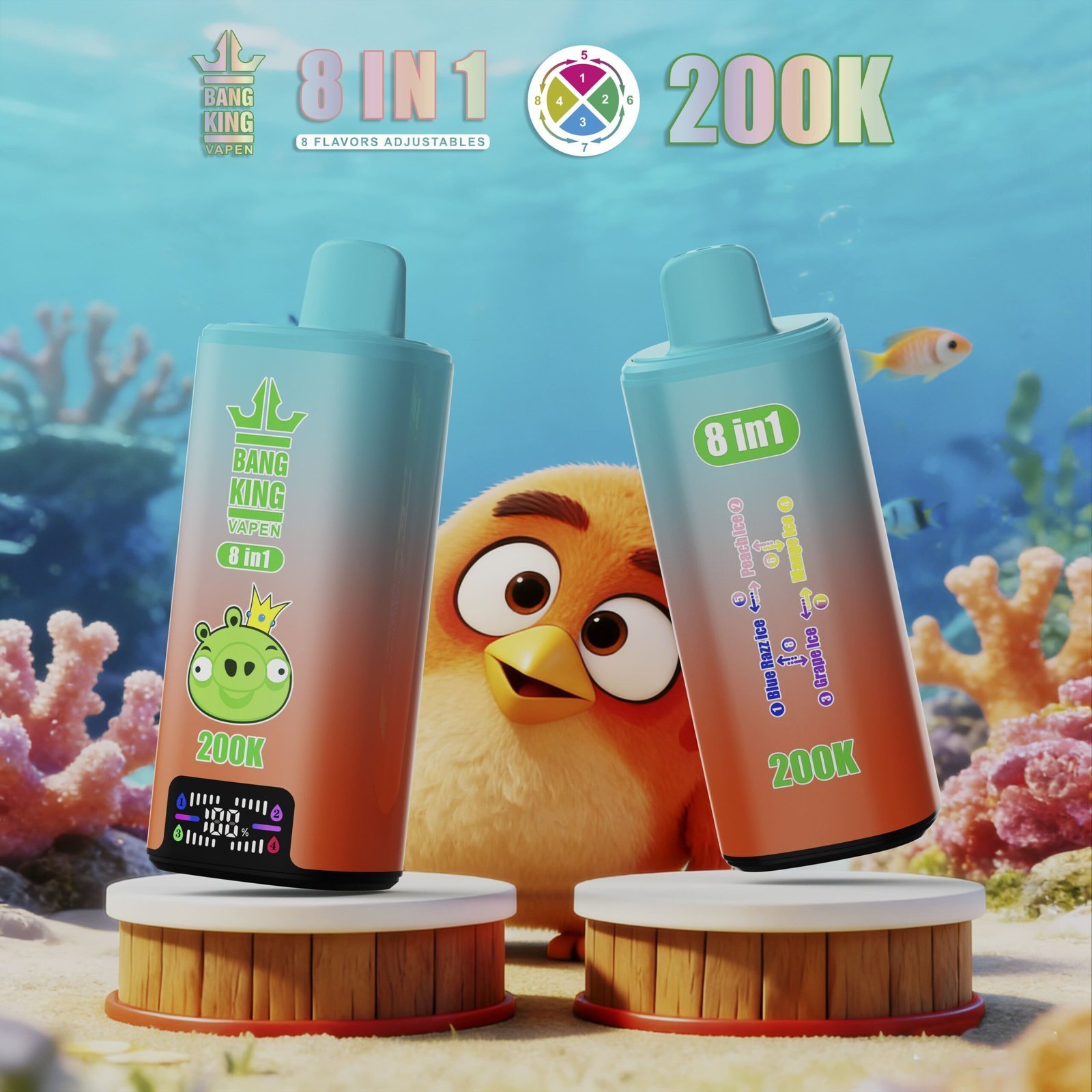 Bang King 200K Puffs Disposable Vape – 200000 slukk, 8 az 1-ben ízek, nagy kapacitású vape - BilligVape