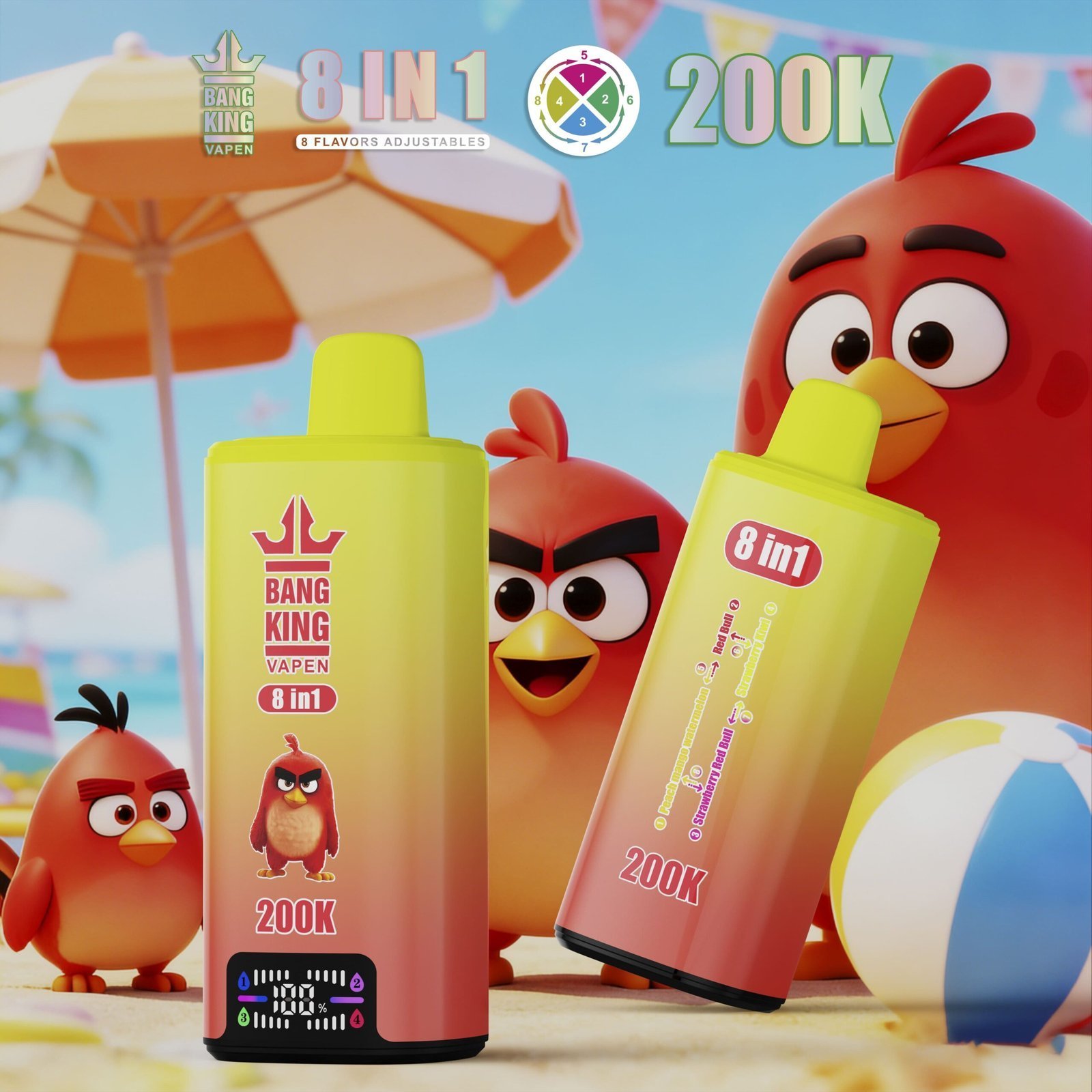 Bang King 200K Puffs Disposable Vape – 200000 slukk, 8 az 1-ben ízek, nagy kapacitású vape - BilligVape