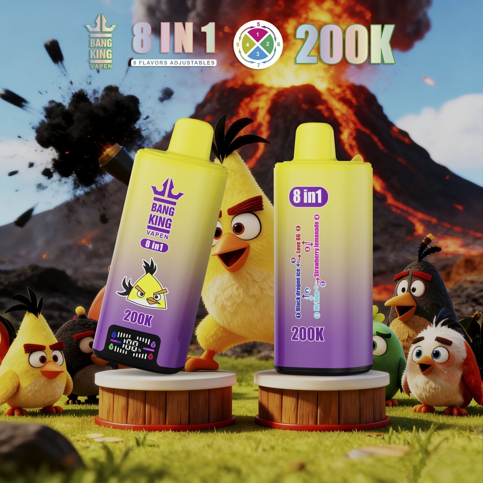 Bang King 200K Puffs Disposable Vape – 200000 slukk, 8 az 1-ben ízek, nagy kapacitású vape - BilligVape