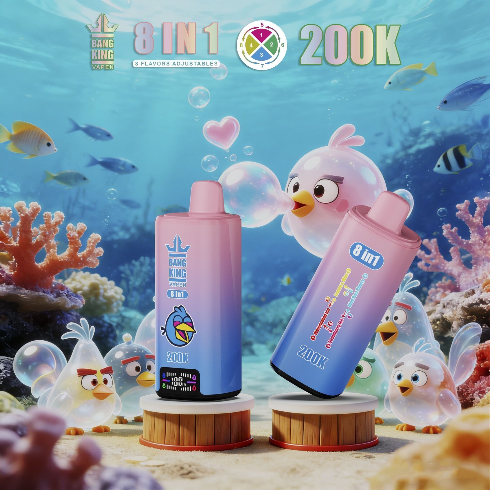 Bang King 200K Puffs Disposable Vape – 200000 slukk, 8 az 1-ben ízek, nagy kapacitású vape - BilligVape