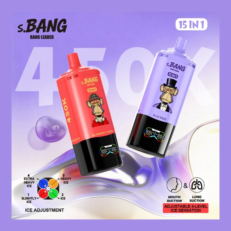 Bang Leader 450K Puffs– 15 az 1-ben újratölthető eldobható vape – Állítható jég hatás, okos kijelző, nagykereskedelmi kiszerelés - BilligVape